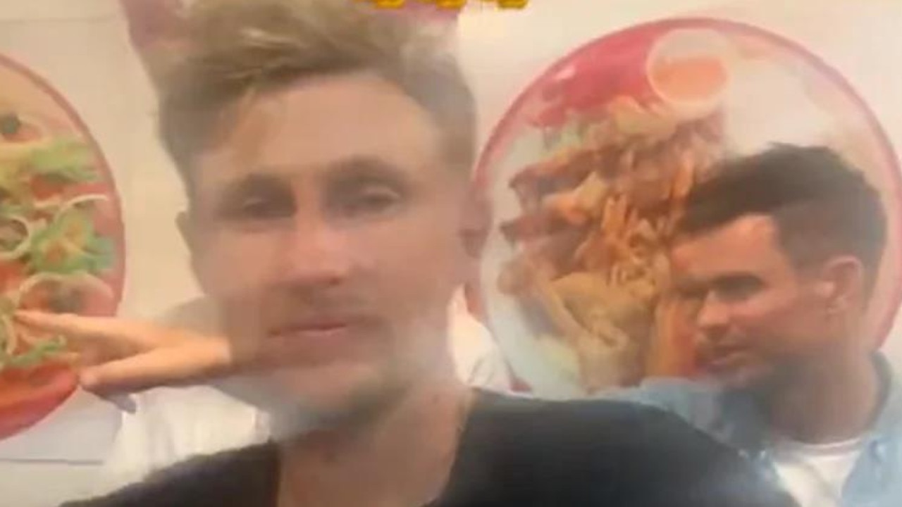 Joe Root and Jimmy Anderson at a local kebab shop.