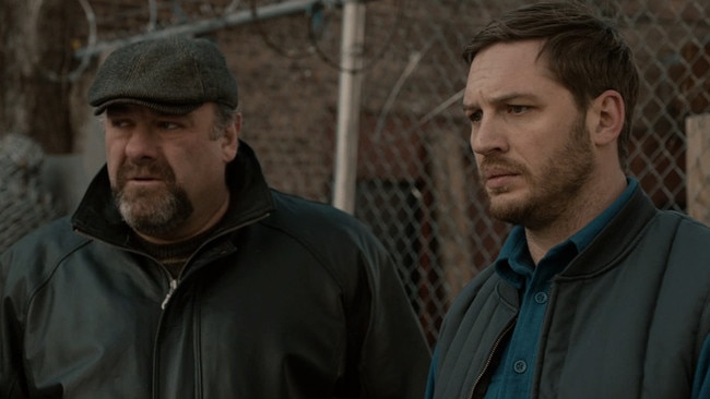 James Gandolfini and Tom Hardy in The Drop.