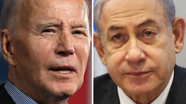 US President Joe Biden and Israeli Prime Minister Benjamin Netanyahu are engaged in a war of words. Picture: AFP