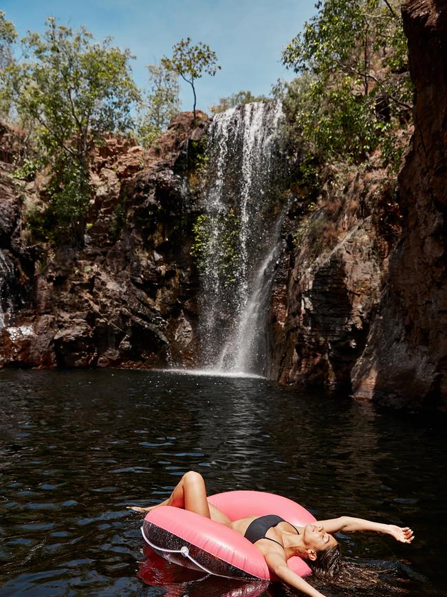 Located in Litchfield National Park, the spectacular Florence Falls cascade into a plunge pool, set in a pocket of monsoon forest. Crystal clear waters a scenic walk to the viewing platform high above the falls with panoramic views of the open valley and the waterhole below. Picture: Tess Leopold