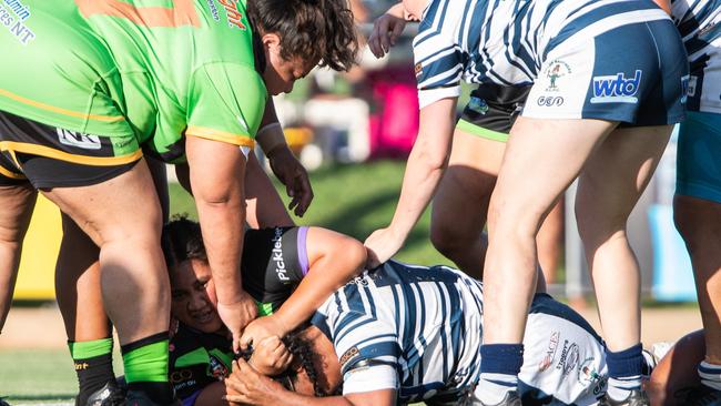 A mass brawl broke out during the NRL NT women's grand final between the Darwin Brothers and Palmerston Raiders. Picture: Pema Tamang Pakhrin