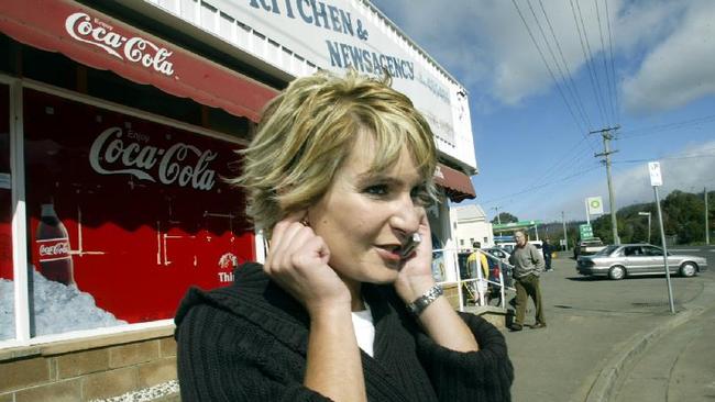 Sorenson, outside her fish and chip shop in Tasmania in 2003.