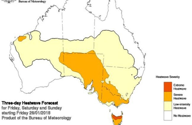 Large parts of the southeast are going to be very hot this weekend. Picture: Bureau of Meteorology