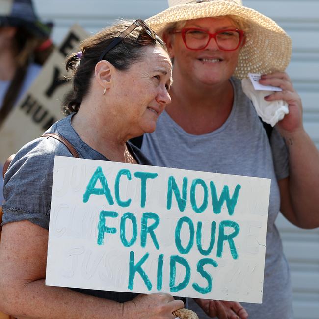 Protesters in Surfers Paradise. Picture: Nigel Hallett