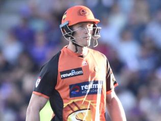 Cameron Bancroft walks off during the Big Bash League (BBL) match between the Hobart Hurricanes and the Perth Scorchers at UTAS Stadium in Launceston, Sunday, December 30, 2018. (AAP Image/Mathew Farrell) NO ARCHIVING, EDITORIAL USE ONLY, IMAGES TO BE USED FOR NEWS REPORTING PURPOSES ONLY, NO COMMERCIAL USE WHATSOEVER, NO USE IN BOOKS WITHOUT PRIOR WRITTEN CONSENT FROM AAP