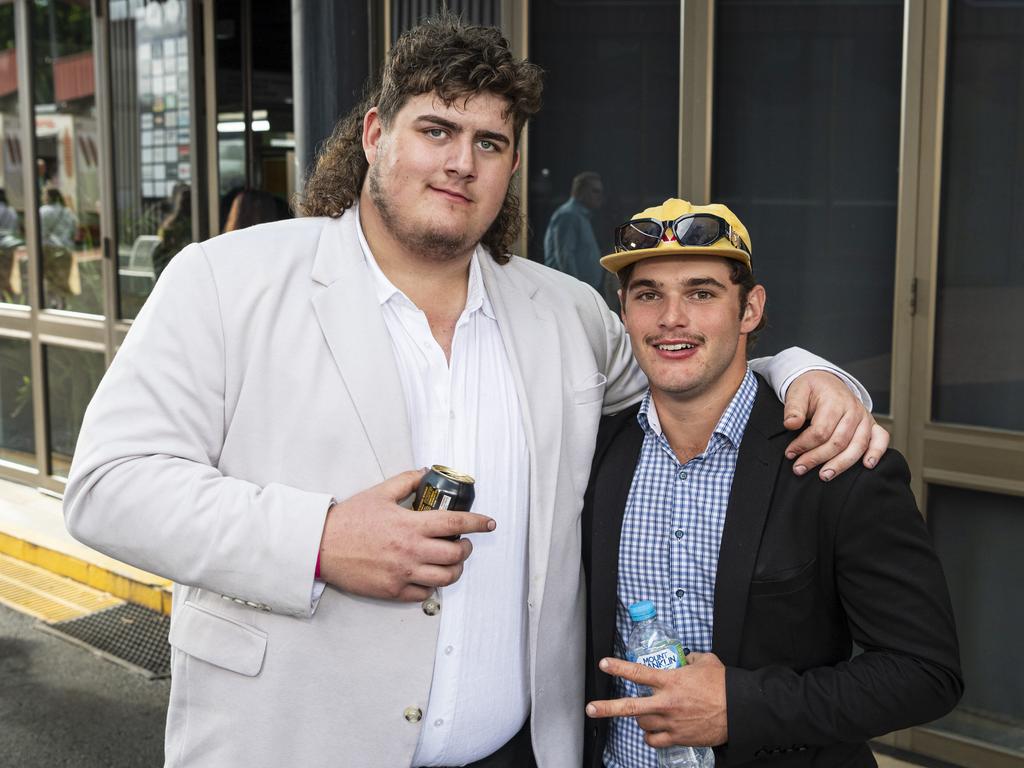 Bailey Ward and Connor Westcott at Weetwood raceday at Clifford Park, Saturday, September 28, 2024. Picture: Kevin Farmer