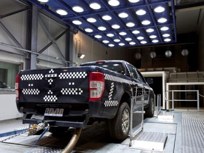 Ute market ... a Ford Ranger is tested inside Ford Australia’s test track. Picture: Supplied