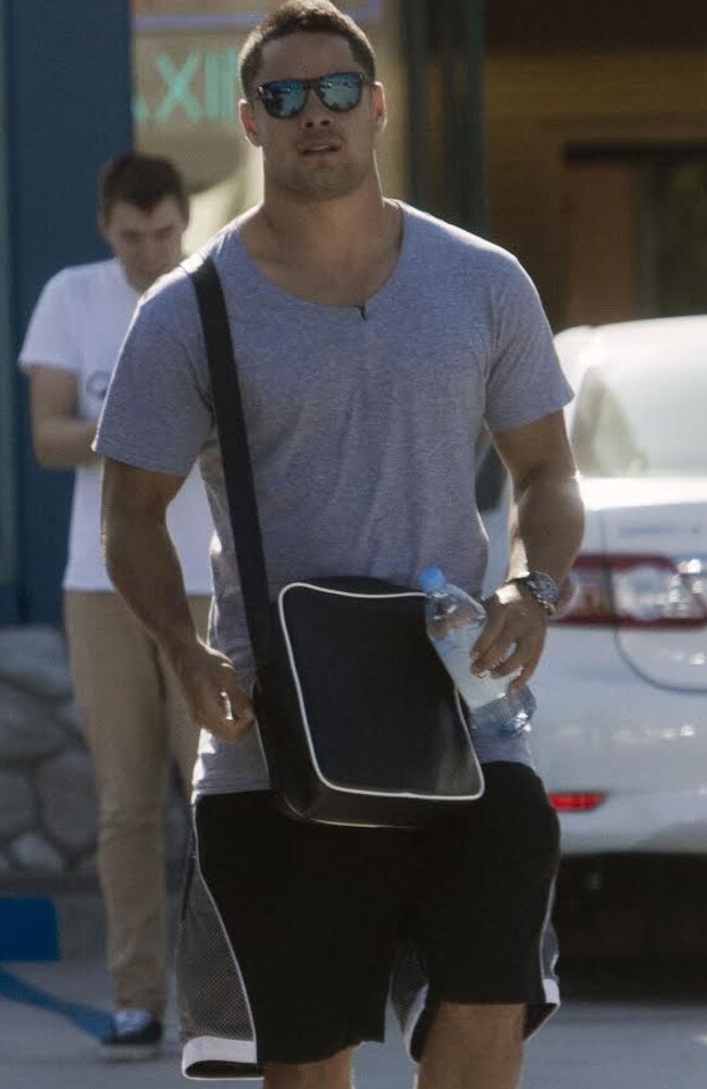 Jarryd Hayne pictured out and about while he was in the US embarking on his NFL mission. Pic: Rupert Thorpe