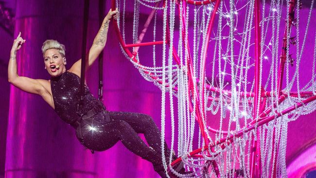 P!nk will be hanging off something during her Summer Carnival shows. Picture: AFP