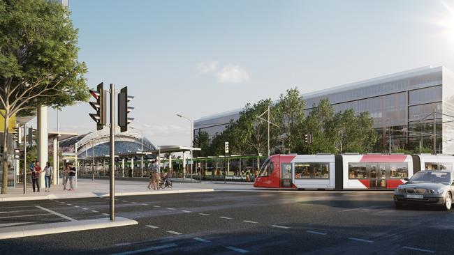 Australia Ave, Sydney Olympic Park, where the light rail will connect with the metro.