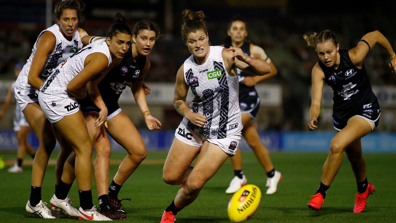 Carlton and Collingwood will start their AFLW seasons with a bumper clash on January 9. Picture: Daniel Pockett/AFL Photos