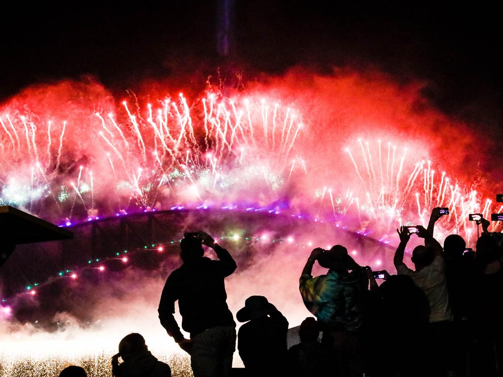 Fireworks explode over the Sydney Harbour Bridge and Sydney Opera House during the midnight display during New Year's Eve celebrations on January 01, 2020 in Sydney, Australia. (Photo by Hanna Lassen/Getty Images)