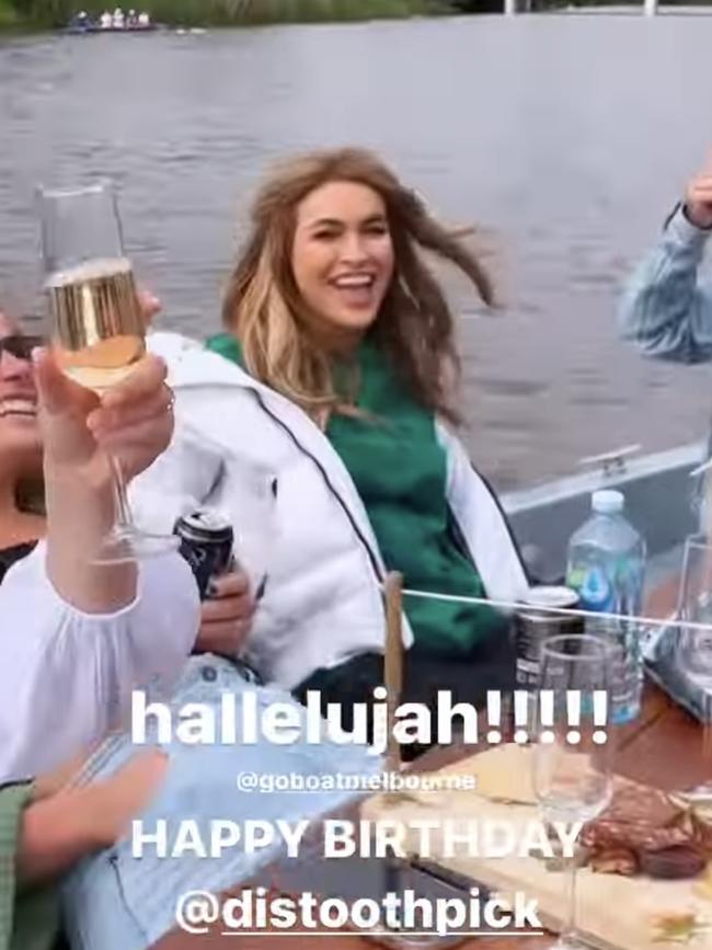 Selling Sunset star Chrishell Stause enjoys a boat ride along Melbourne’s Yarra River. Picture: Instagram