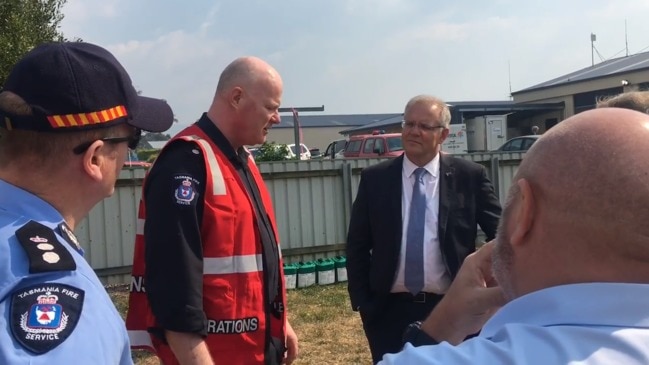 Prime Minister Scott Morrison in Huonville