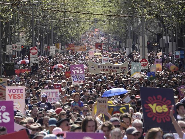 People sported bold placards and colourful T-shirts at the rally. Picture: Valeriu Campan