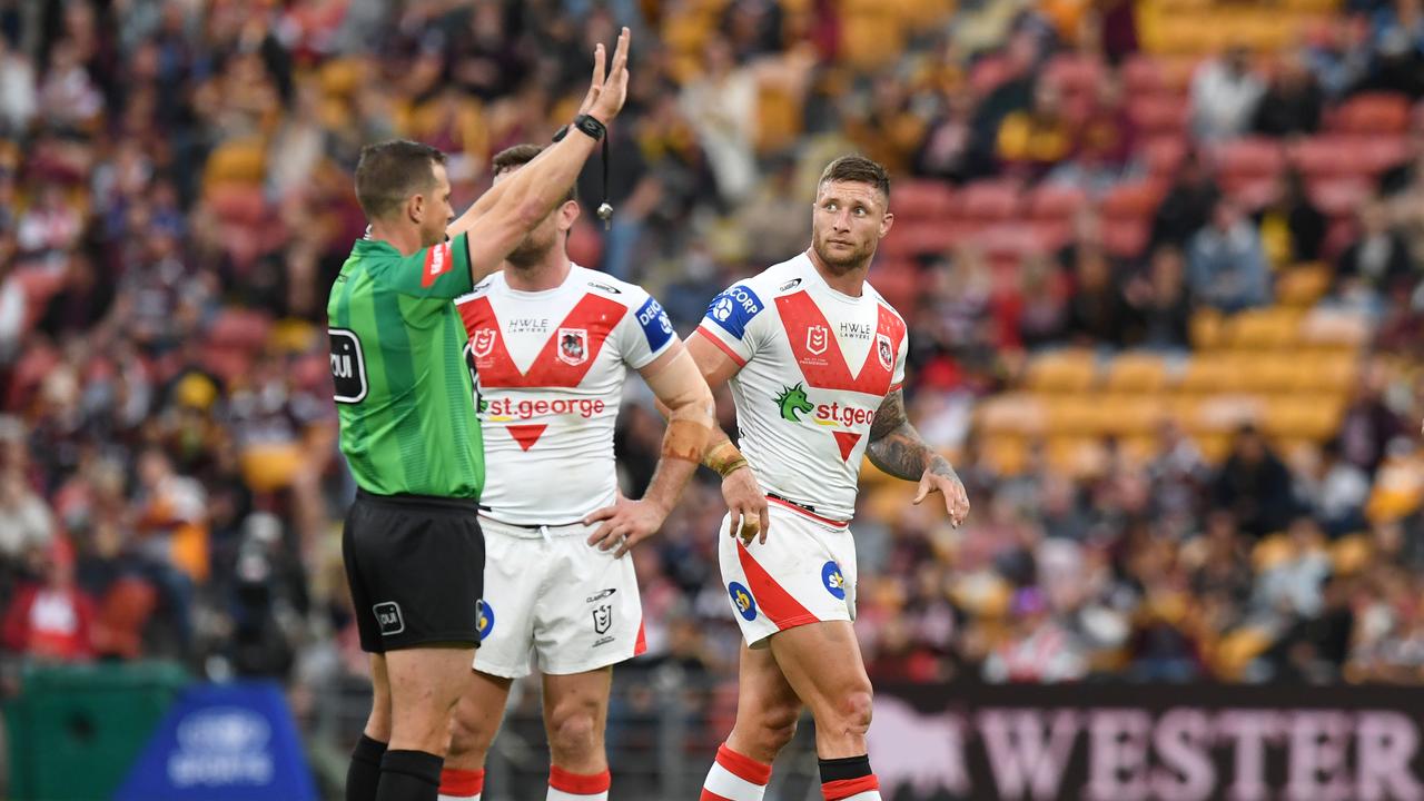 Tariq Sims went to the bin twice against Brisbane. Picture: NRL Imagery