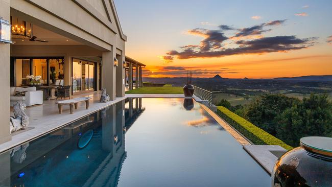 With a list of features bigger than the 160 sqm walk-in wardrobe, the Cooroy Mountain Stonelea property is one of a kind, with the pool its centrepiece.