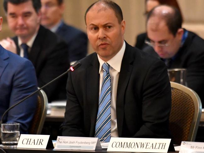 Minister for Energy Josh Frydenberg with state and territory energy ministers during a COAG meeting to discuss the National Energy Guarantee (NEG) at the Shangri La Hotel in Sydney, Friday, August 10, 2018. (AAP Image/Mick Tsikas) NO ARCHIVING