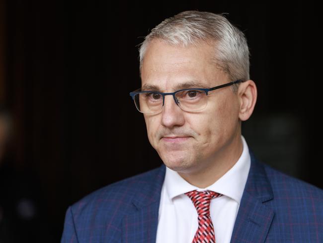 MELBOURNE, AUSTRALIA - NewsWire Photos FEBRUARY 22, 2023. VictoriaÃs Assistant Treasurer Danny Pearson speaks at a door stop at Victorian Parliament.Picture: NCA NewsWire / David Geraghty