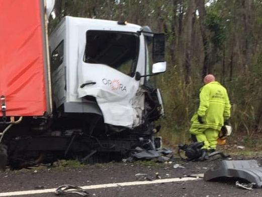 The scene of Monday's fatal collision on the Bruce Highway near Rollingstone. Picture: SUPPLIED