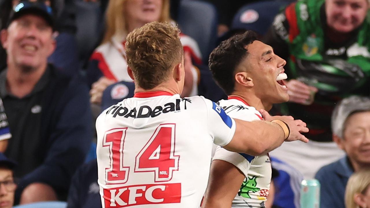 Tyrell Sloan’s second half try had Dragons fans dreaming of an almighty upset. Picture: Mark Kolbe/Getty Images