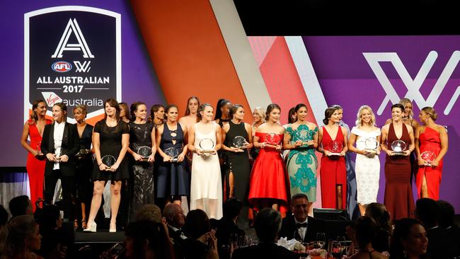 The first ever AFLW All Australian team in 2017. Picture: Michael Willson/AFL Media/Getty Images