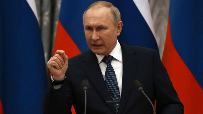 Russian President Vladimir Putin wants to stop Ukraine from joining NATO and our green culture has helped to make much of Europe too weak to resist. Picture: AFP