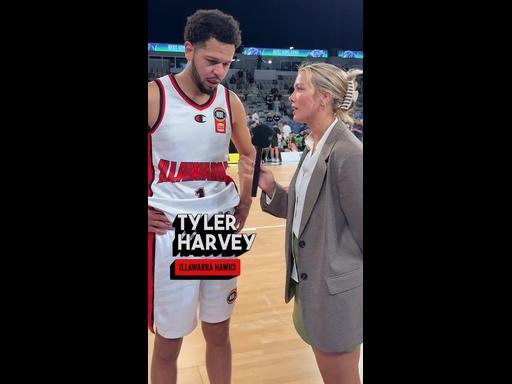 Tyler Harvey panics in court side interview 