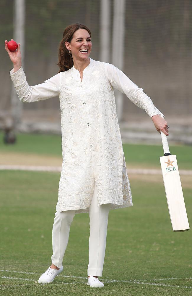 Catherine, Duchess of Cambridge visits the National Cricket Academy during their royal tour of Pakistan on October 17, 2019 in Lahore, Pakistan. Picture: Ian Vogler — Pool/Getty Images)