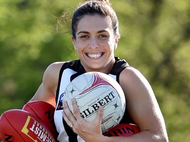 Ash Brazill, Australian netballer who has just been selected by Collingwood to play AFLW. Picture: Jay Town