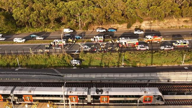 Six people have been hospitalised after a three-vehicle near Waterfall. Picture: TNV