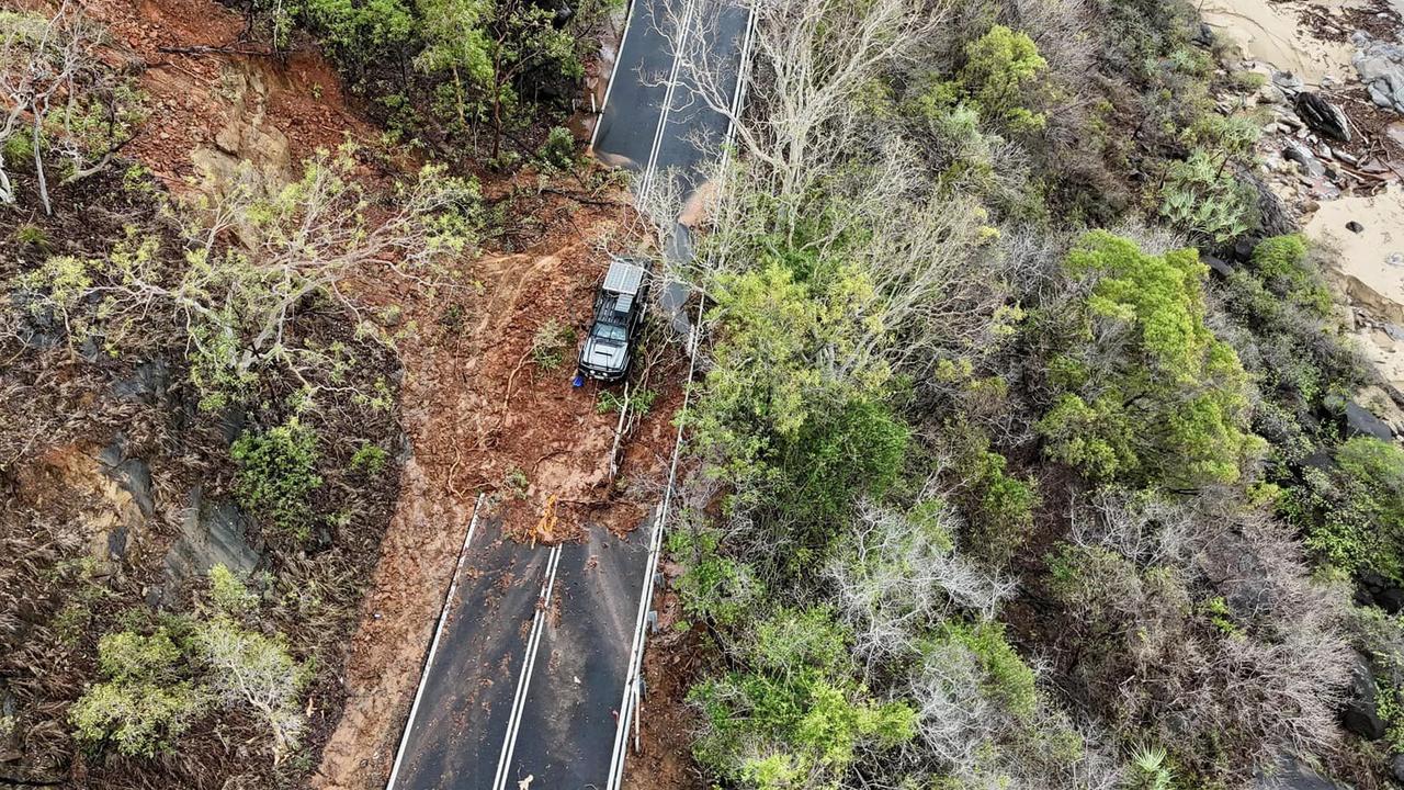 The Captain Cook Highway between Cairns and Port Douglas was severely damaged in several places by floods in mid-December. Picture: Supplied