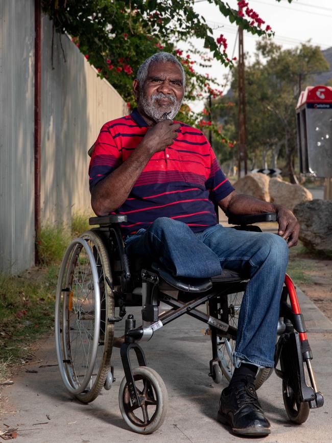 Diabetes-related amputee Jacob Spencer in Alice Springs. Picture: Liam Mendes