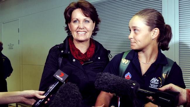 Ash Barty arriving home with her mother after winning junior Wimbledon 10 years ago.