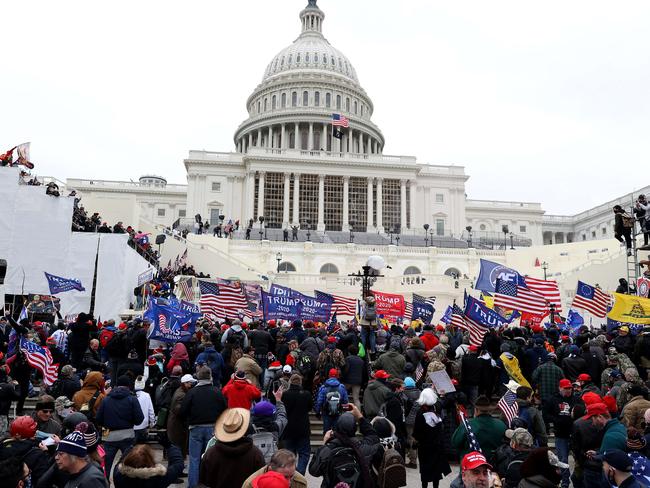 Donald Trump’s supporters at the Capitol on January 6. Picture: Tasos Katopodis/Getty Images/AFP