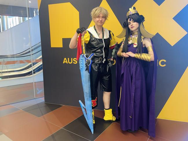 The PAX Aus Convention at the Melbourne Convention and Exhibition Centre (MCEC) on Saturday, October 12, 2024: Michael Ternovsky and Elizabeth Busch. Picture: Jack Colantuono