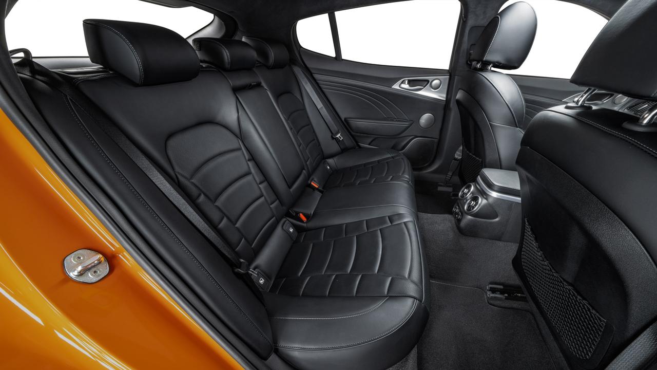 Rear leg room is plentiful in the Kia Stinger GT.