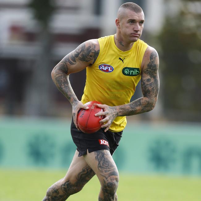 Dustin Martin is among a host of Richmond stars who Jacob Hopper expects to feature against Collingwood in next Tuesday’s pre-season game. Picture: Michael Klein