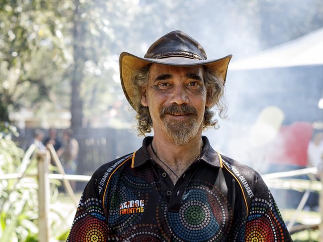 Uncle Fred from Fred's Bush Tucker with an eel ready for cooking. He will be at the Eel Festival at Elizabeth Farm on March 3. Picture: James Horan 