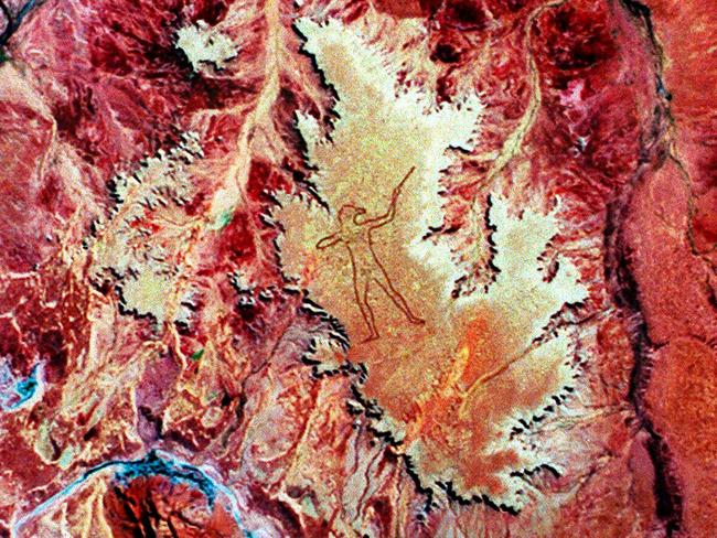 The Marree Man, as seen from a NASA satellite in 1998.