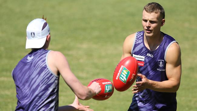 Mature-age recruit Brett Bewley, right, will be a must-have SuperCoach cash cow if he’s named in Round 1.