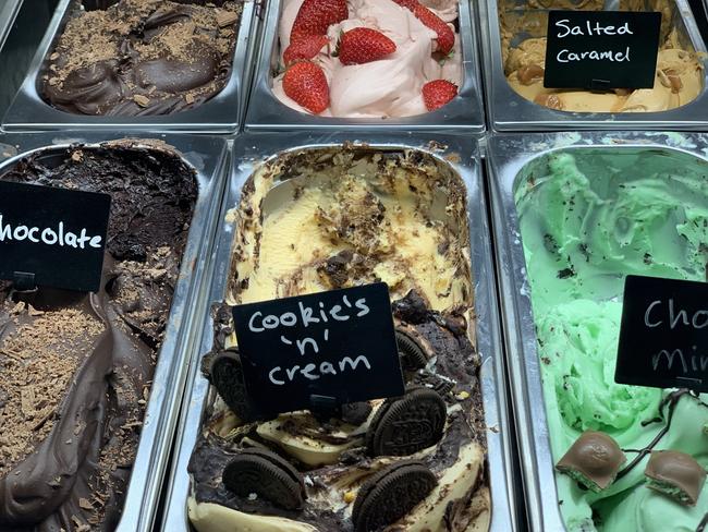 Maleny Food Co. gelato and sorbet flavours at Laffos Bar and Pizzeria. Picture: Madeleine Graham