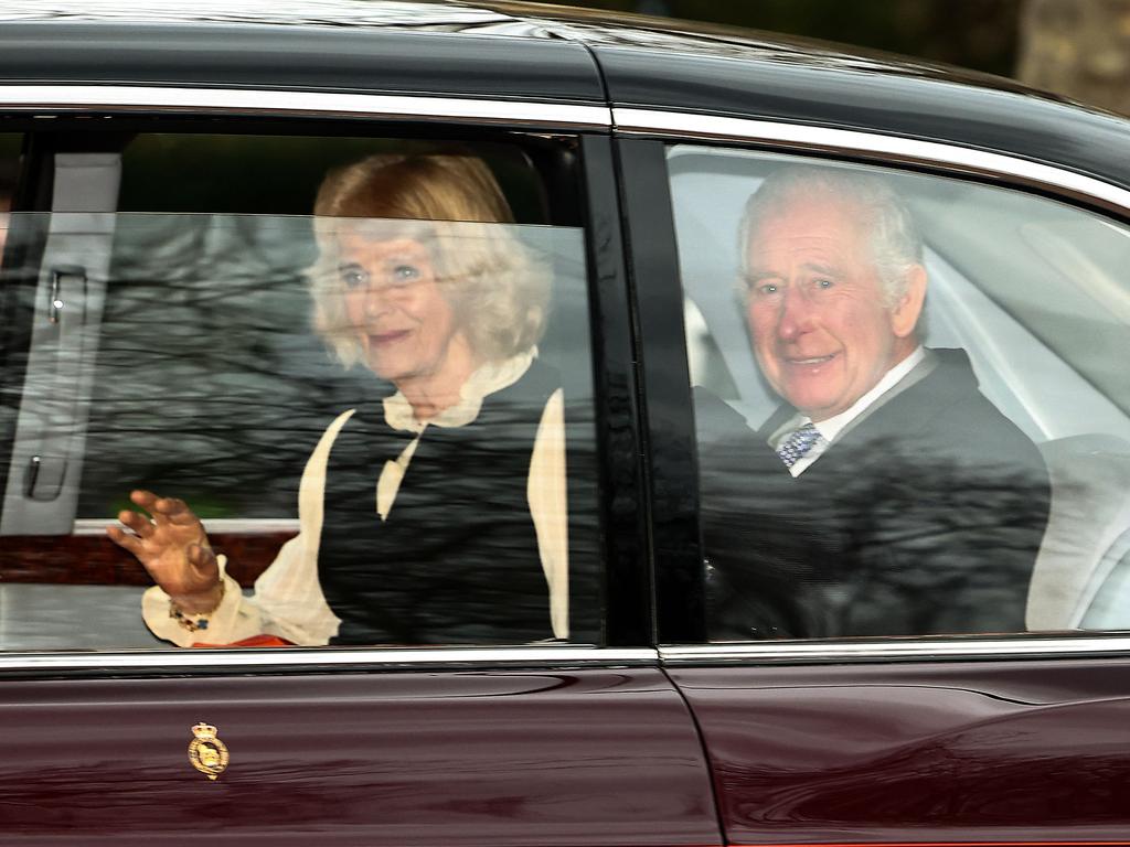 The royal couple smiled at onlookers and waiting media. Picture: AFP