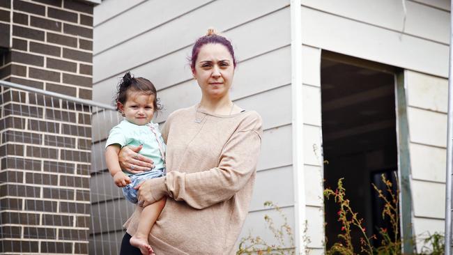 Silverdale resident Kayla Rosso with daughter Mariah at their property which she had been ordered to demolish but has now been given permission to keep. Picture: Sam Ruttyn