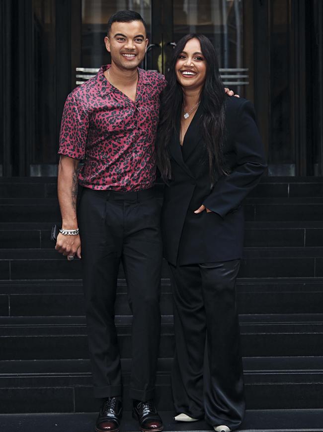 Jessica Mauboy with Guy Sebastian in February. (Picture: Getty Images)