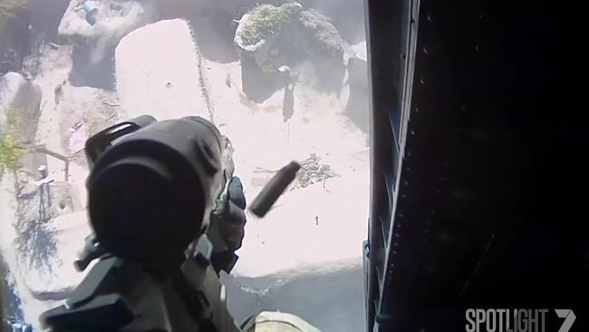 The ABC launched an internal investigation into how the broadcaster published an online video that edited footage of a soldier firing from a helicopter in Afghanistan. Screenshot from vision provided by Heston Russell to the ABC and Spotlight.