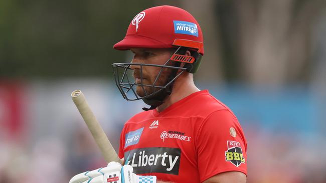 Aaron Finch has had an unlucky run of outs this Big Bash season. Picture: Getty Images