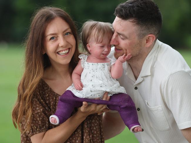 Gemma Bergen and Fiachra Deasmhunaigh with their daughter Ocie. Picture: Annette Dew