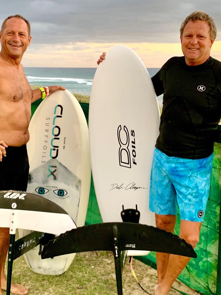 Locals Mario Hurst and Rob Pirie at Surfers Paradise. Picture Jenny Masters