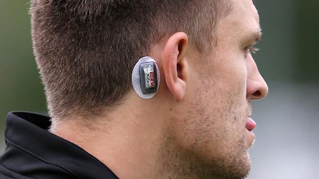 AFL and AFLW players are wearing sensors for a concussion study into the force of hits players experience and the toll they take. Picture: Michael Klein